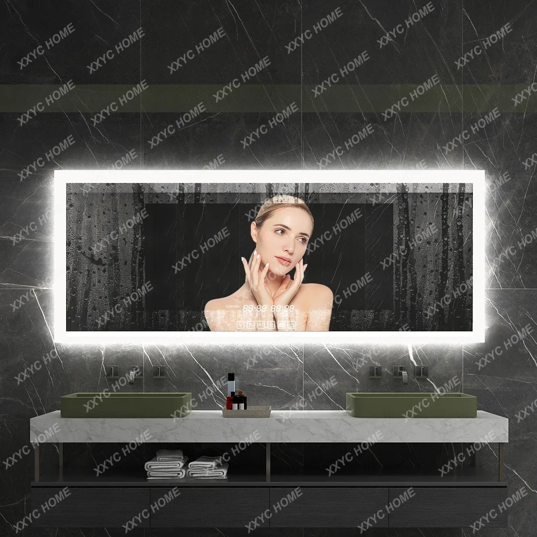 Fogless Smart Bathroom Mirror With Bluetooth Speaker Aesthetic Shower Nordic Touch Control Led Lighting Makeup Home Decor WWHYH