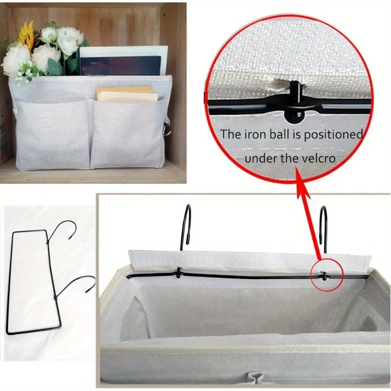 Multifunctional Bedside Hanging Storage Organizer Bag with Compartments for Magazines Tissue Box Books and Home Accessories
