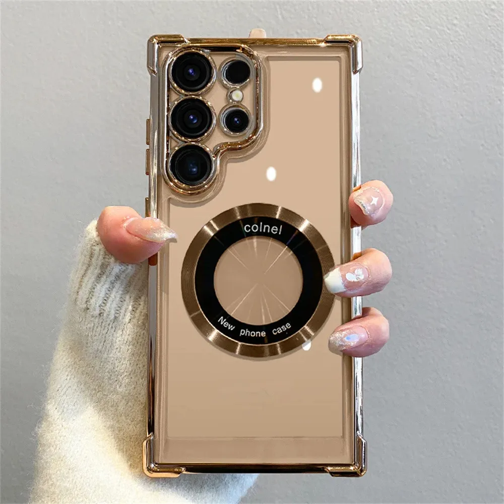 Enhanced Shockproof Clear Magnetic Phone Case with Magsafe Plating