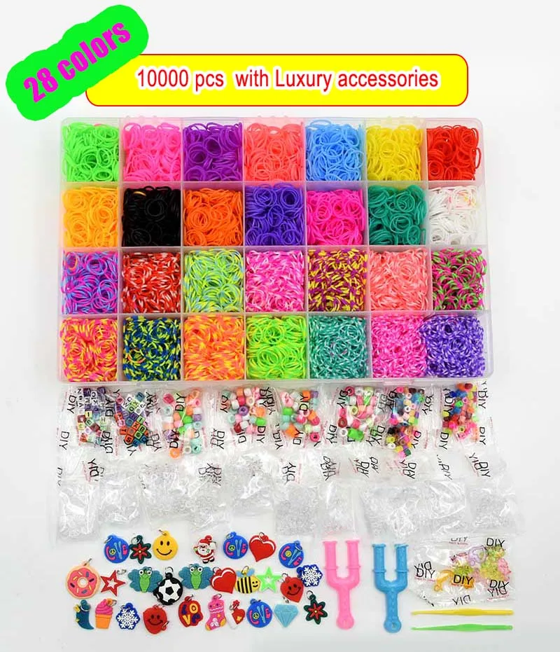 DIY Hand Made Rubber Bands Twist Loom Set Rubber Loom Bands Kits Friendship Bracelet  Maker Making Kit for Kids In Stock - AliExpress