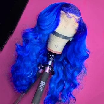 Royal Blue Lace Front Wig Synthetic Long Body Wave Wig for Women 13x4 Natural Looking Daily Use Wig Heat Resistant Cosplay Wigs