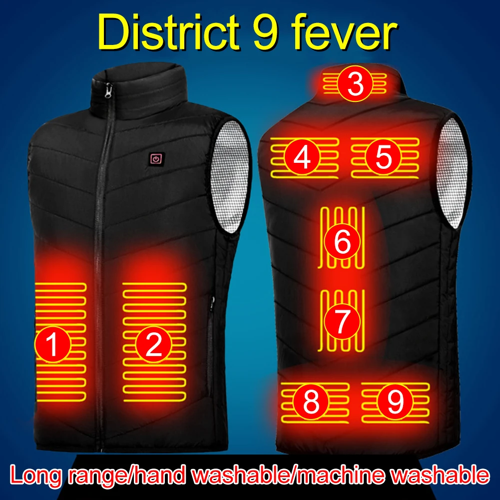 Gilet Chauffant Homme et Femmes Chargement USB Hiver Lavable Chauds Gilet  Chauffé avec 4 Zones de Chauffage ,Batterie Non Incluse