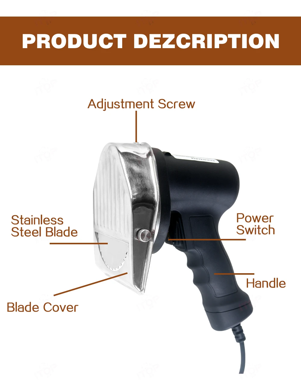 Description Picture 3 of itemITOP Electric Kebab Slicer Shawarma Machine Knife Doner Gyros Cutter With 2 Blades Kitchen Tools 110V/220V/240V