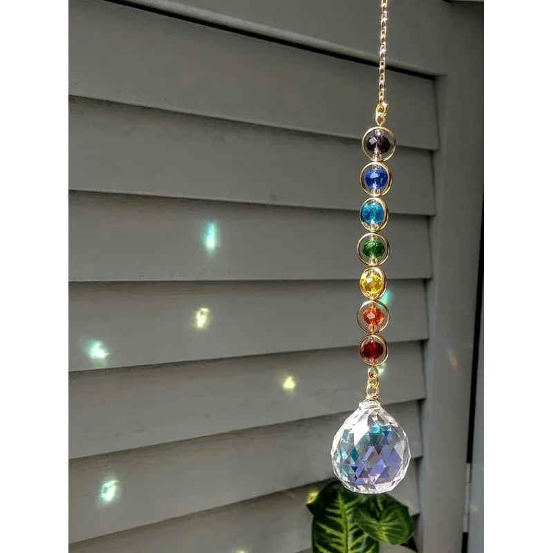 1pc Crystal Suncatcher Mobile Meditation Home Decor Rainbow Maker Prism Suncatcher (Rainbow and Fantasy)