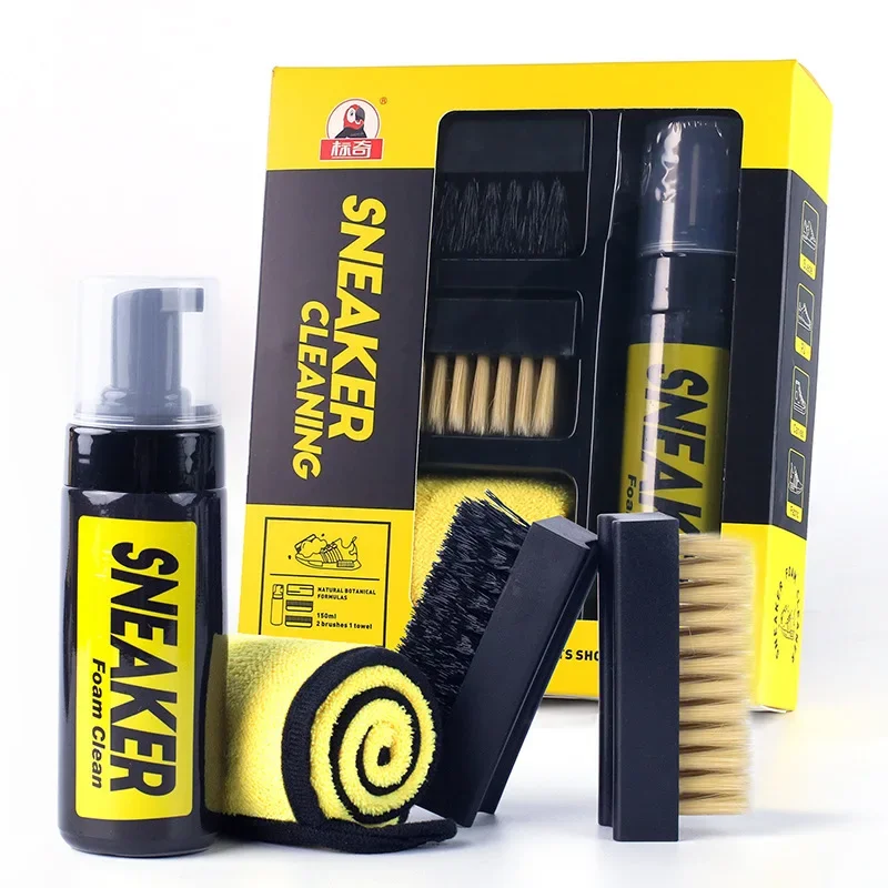 Water-Free Foam Shoe Cleaner with Brush - 150ML for Sneakers, Leather, and Suede Cleaning