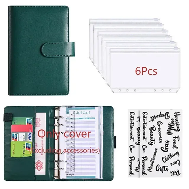 Deluxe PU Leather Budget Planner with Cash Envelope Organizer and Zippered Pockets