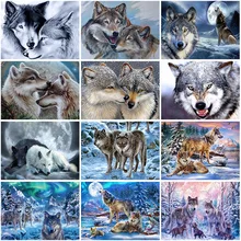 

DIY Wolf 5D Diamond Painting Full Square Drill Wolves Cross Stitch Embroidery Diamond Mosaic Rhinestones Home Decor Wall Art