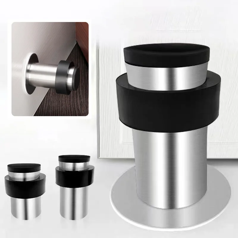 

1pcs Rubber Door Stopper 304 Stainless Steel Door Protective Pad Wall Protector Anti-collision Door Holder Door Stops Hardware