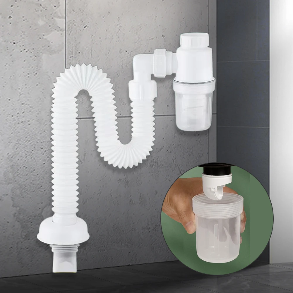 Description Picture 6 of itemRetractable Deodorizing Filter Anti Clogging Flexible Downspout Telescopic Flexible Sink Drain Home Sink Hose for Bathroom Sink