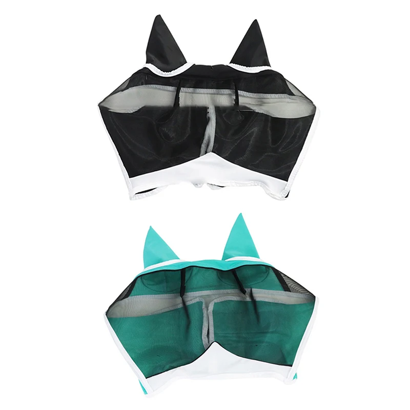 Horse Mask Horse Face Anti-Mosquito Cover Anti-Flyworms Insect Breathable Stretchy Knitted Mesh Protect Mask Equestrian Supplies