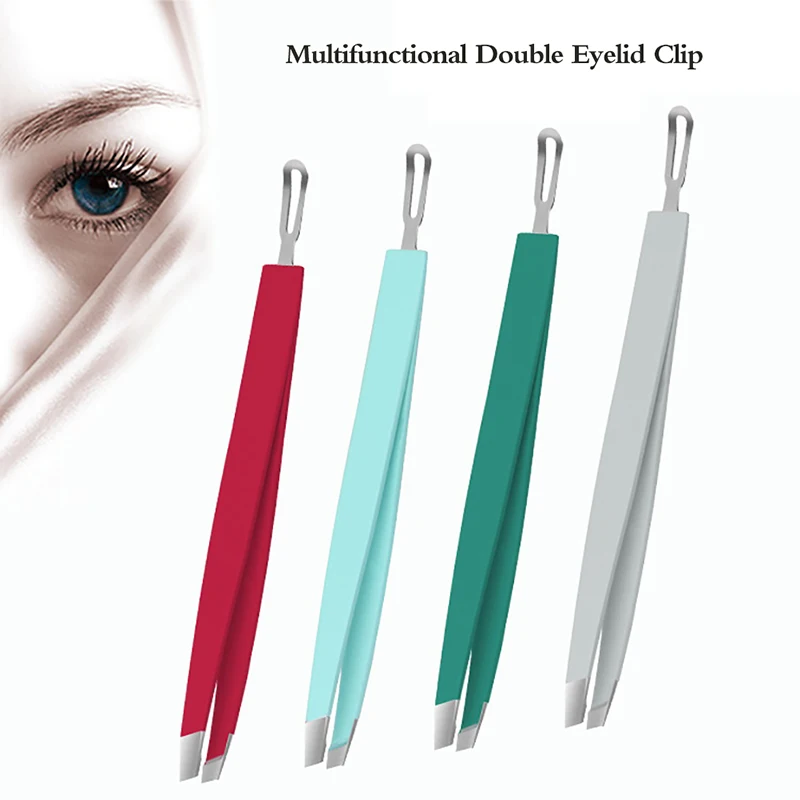 2 In 1 Eyebrow Acne Clip Eyebrow Tweezer Stainless Steel Slant Tip Eyes