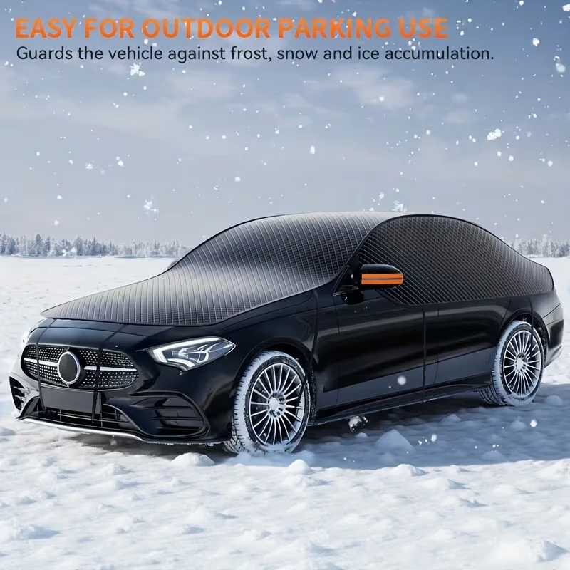 Car Half Cover Windshield Snow Cover Anti-UV Sun Shade Waterproof Dustproof Frost Guard Winter Summer Universal Protection - 6