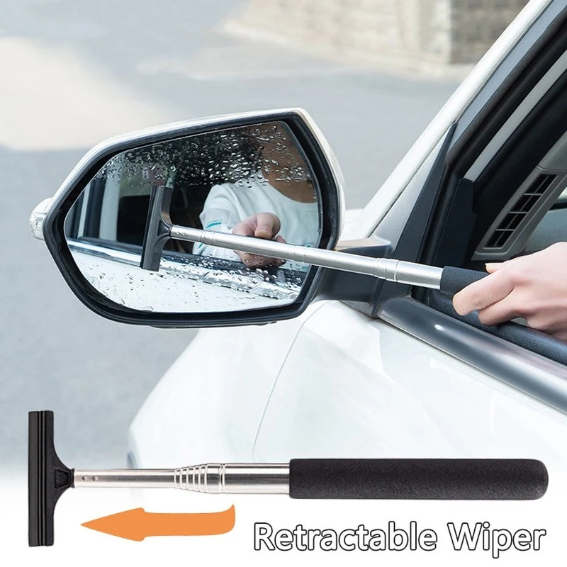 Car Rearview Mirror Wiper Retractable Portable Rainy Cleaning Supplies