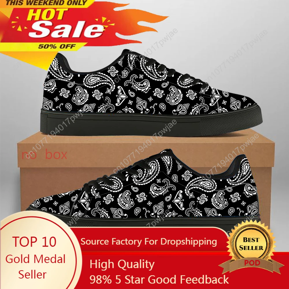 New Men High Quality Leisure Ankle Shoes Paisley Pattern Flat Bottom Leather Sneakers Couple Casual Outdoor