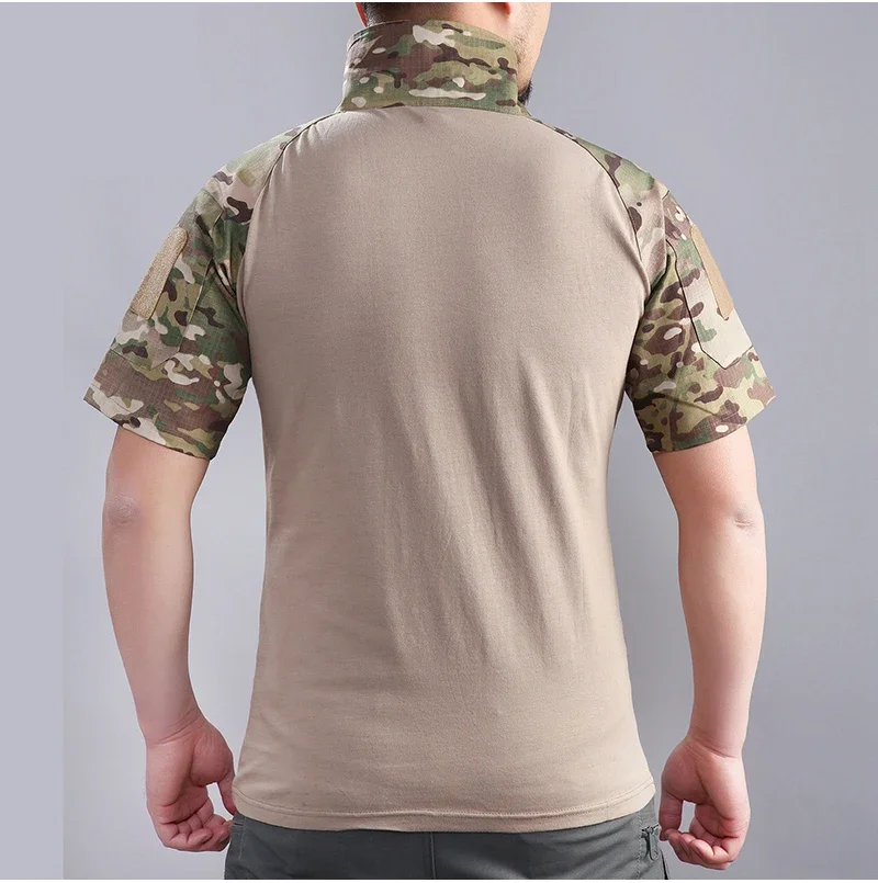 Sport T Shirt HAN WILD Camouflage Tees Men Tactical Shirt Cotton Climbing Shirts Combat T-Shirt Airsoft Paintball Camping Hunting Clothing