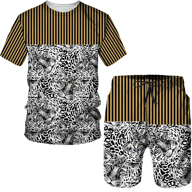

Лето 2023, модный костюм с футболкой с 3D принтом тигра, крутой мужской/женский спортивный костюм, повседневный Топ/шорты, уличная одежда, мужские комплекты одежды