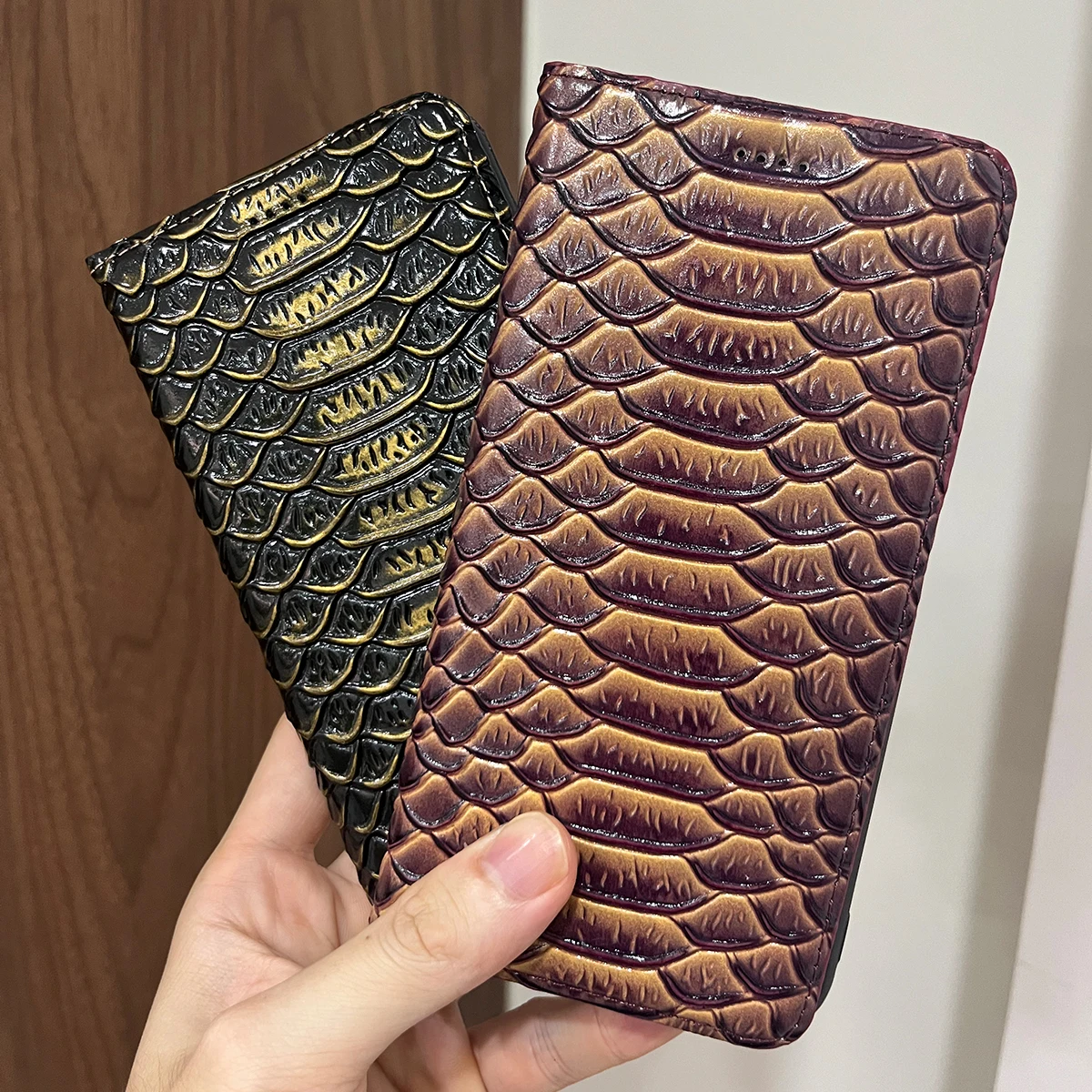 Magnetic Genuine Leather Flip Wallet Phone Case Cover