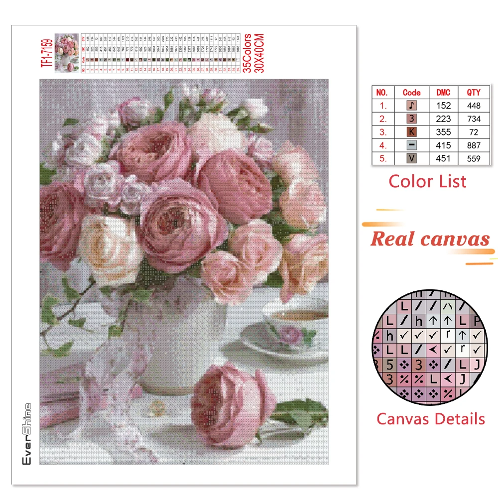 Diamond Painting Diamond Painting Accessories Diamond Painting Accessory Box EverShine Diamond Painting Flowers Rhinestones Picture Diamond Mosaic Sunflower Cross Stitch Peony Bead Embroidery Home Decor