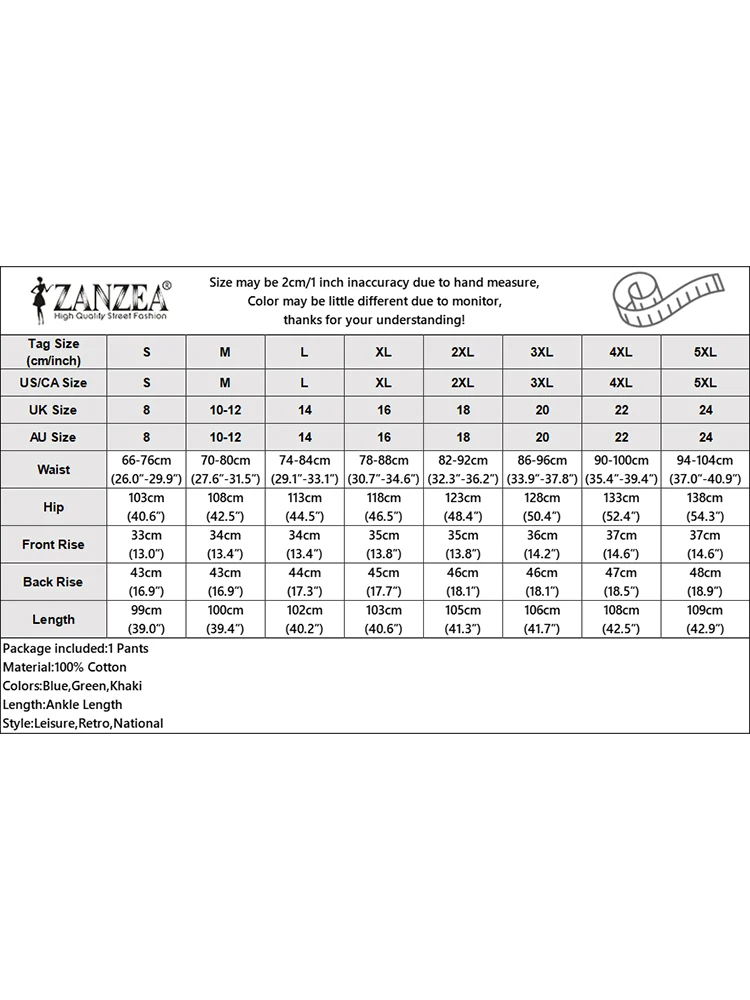ZANZEA Bohemian Floral Printed Pants Autumn Fashion Wide Leg Pant Woman Casual Cotton Long Trousers Vintage Elastic Palazzo 2023
