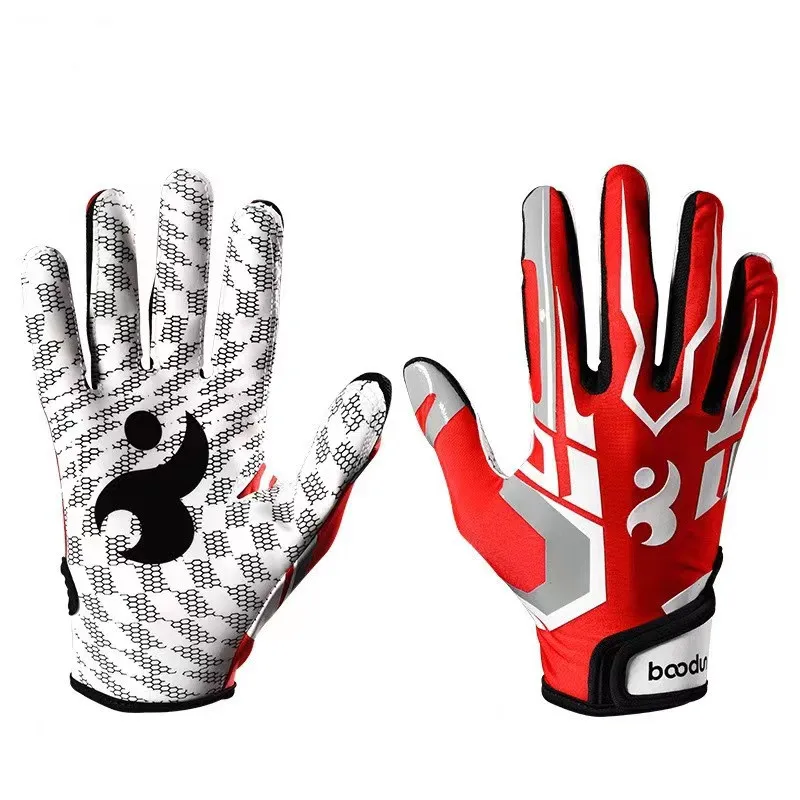1Pair Rugby Gloves Full Finger Anti Slip Gel Baseball American Football Gloves Outdoor Sport for Men Women Fitness gloves