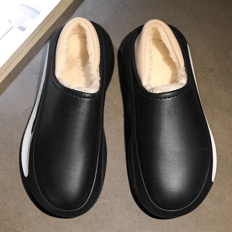

Casual Shoes Slide for Men Indoor House Winter Footwear Round Toe Lightweight Recommended Wild Wear-Resistant Plus Velvet Model