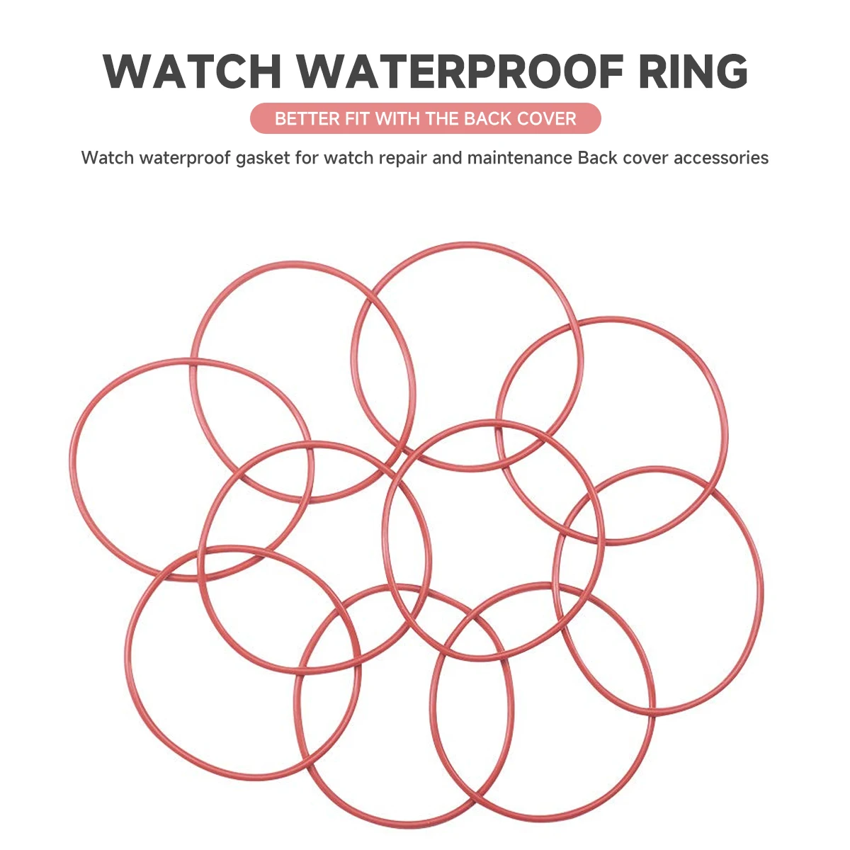 Vibrant Red Watch Case Back Gasket - 0.6mm Thick, 27.5-38.5mm O-Ring