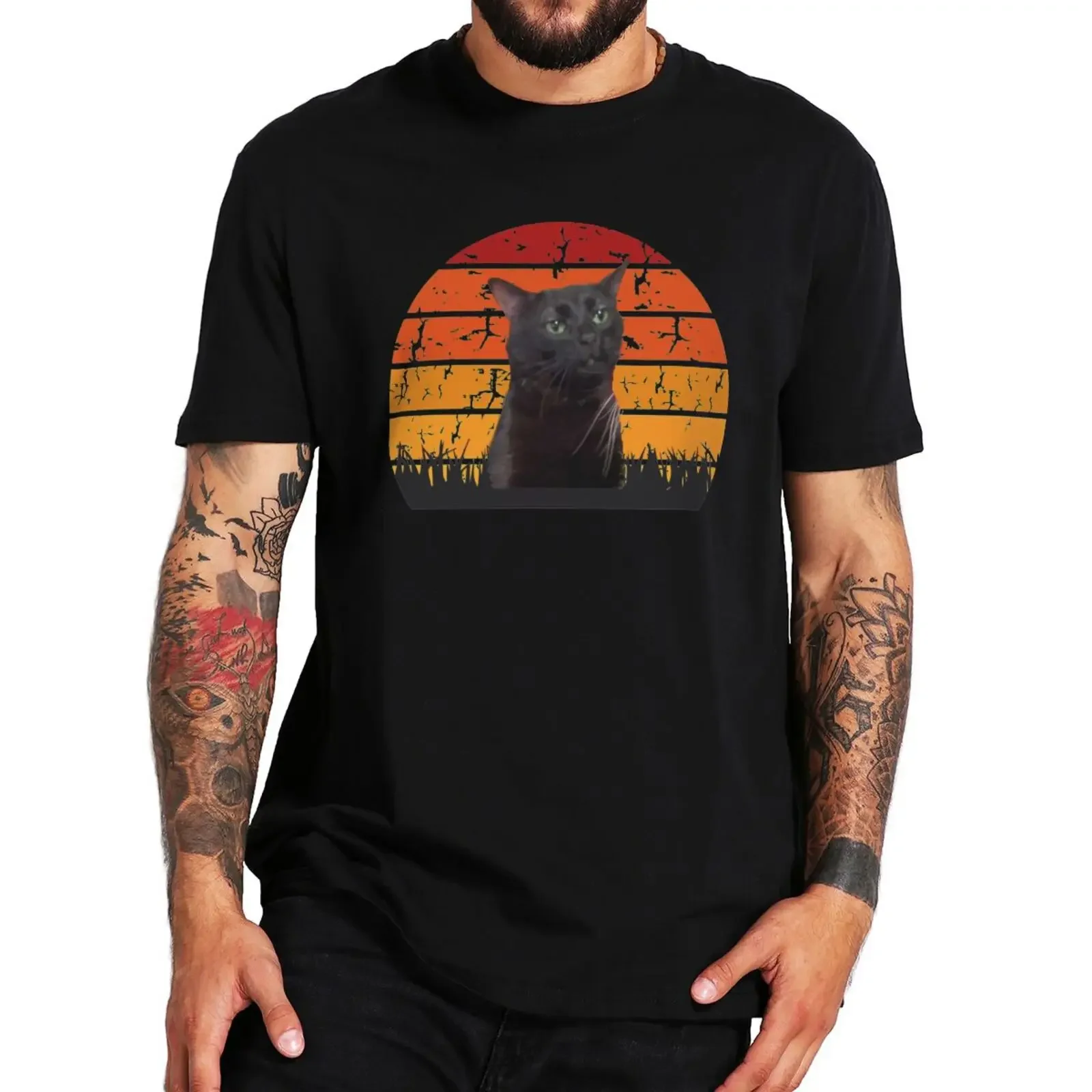 100% Cotone Unisex O-Collo Tee Top Cat Zoned Out Cat Meme T Shirt Vintage Fishing Cats Harajuku Graphic T-Shirt Annodato Ape