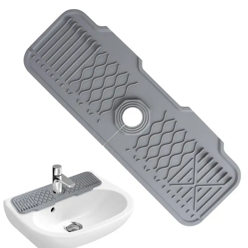 

Silicone Faucet Water Catcher Splash proof Sink Faucet Mat Waterproof Draining Pad for Kitchen Bathroom Countertop Protector