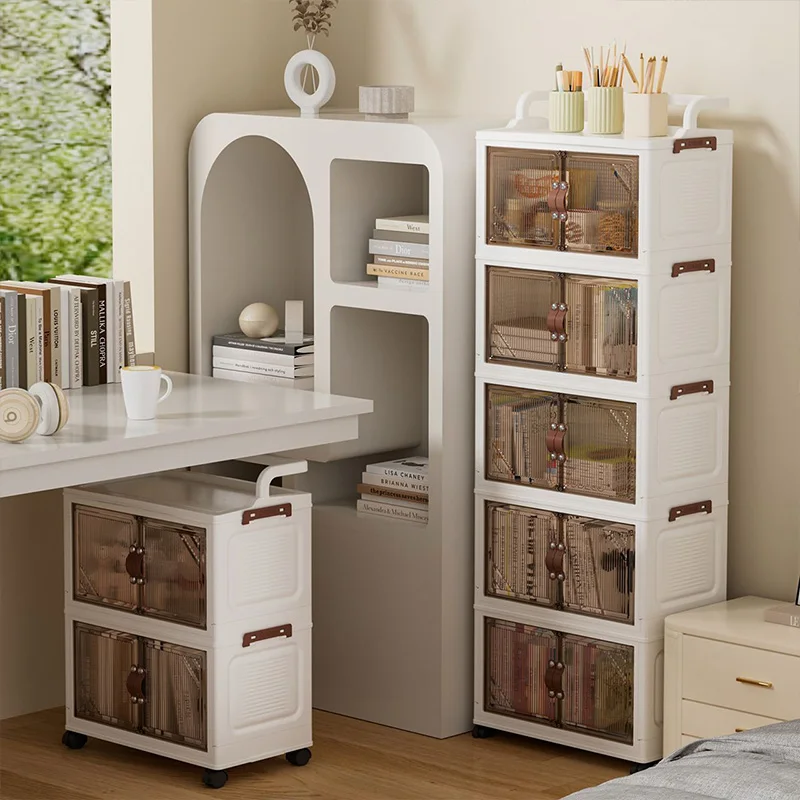 거실 다층 스낵 보관 랙 이동식 캐비닛 가정용 무설치 장난감 옷 정리 선반