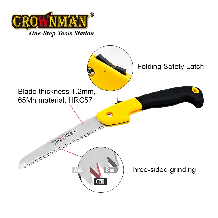 CROWNMAN Garden Tools Wood Folding Saw Outdoor For Camping 65Mn Grafting Pruner For Trees Chopper 180mm Utility Hand Saw