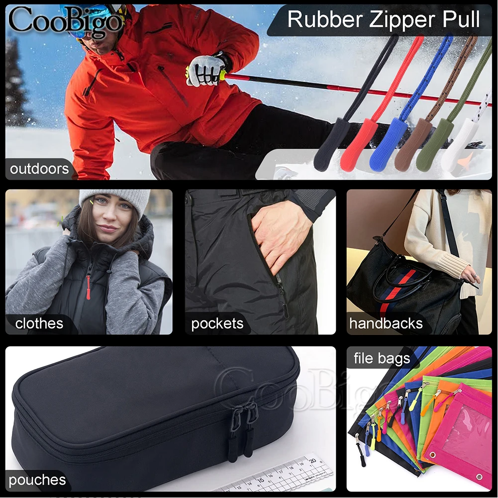 10pcs Zipper Pull Puller End Fit Rope Tag Replacement Clip Fixer Zip Cord Extender Tab Bag Backpack Luggage Clothing Suitcase