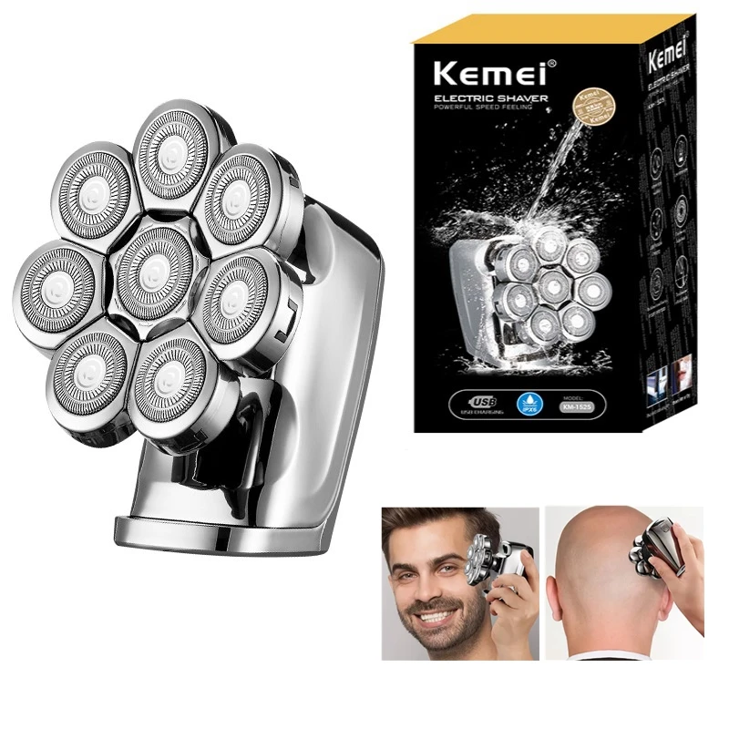 Original Keme 8 Heads Shaver Men Waterproof Electric Shaver Beard Electric Razor Bald Head Shaving Machine Rechargeable hair clipper electric shaver hair trimmer electric razor electrical rotary shaver electric hair clipper cordless shaver