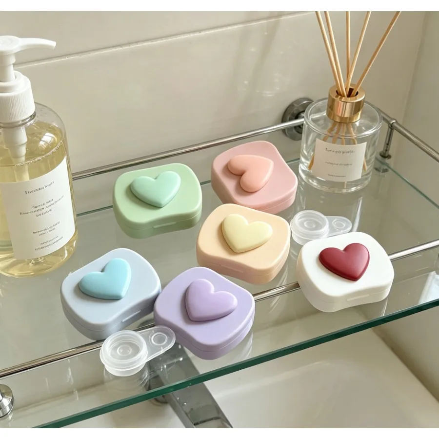 1pc 휴대용 콘택트 렌즈 박스 렌즈 제거 도구 키트(거울 솔루션 병 포함) 여행용 보관 용기 콘택트 렌즈 케이스