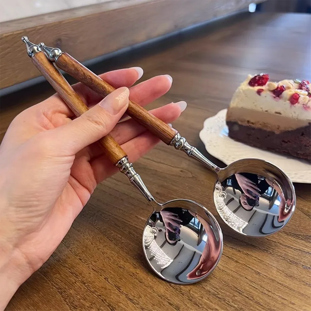 Roestvrijstalen Lepel Servies Met Lange Steel Dikker Roerijs Retro Maaltijdlepel Voor Het Serveren Van Soep En Dessert Dinerservies_voghion.com