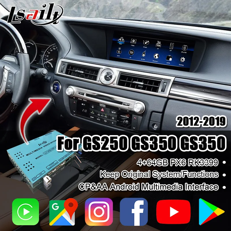 

Lsailt CP AA Android Multimedia video interface for Lexus GS200 GS350 GS450h 2013-20 with Google Map by Lsailt