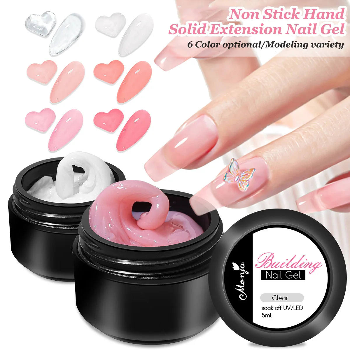 Solid Nail Extension Gel Non stick Hand UV Building Gel Nail Tips