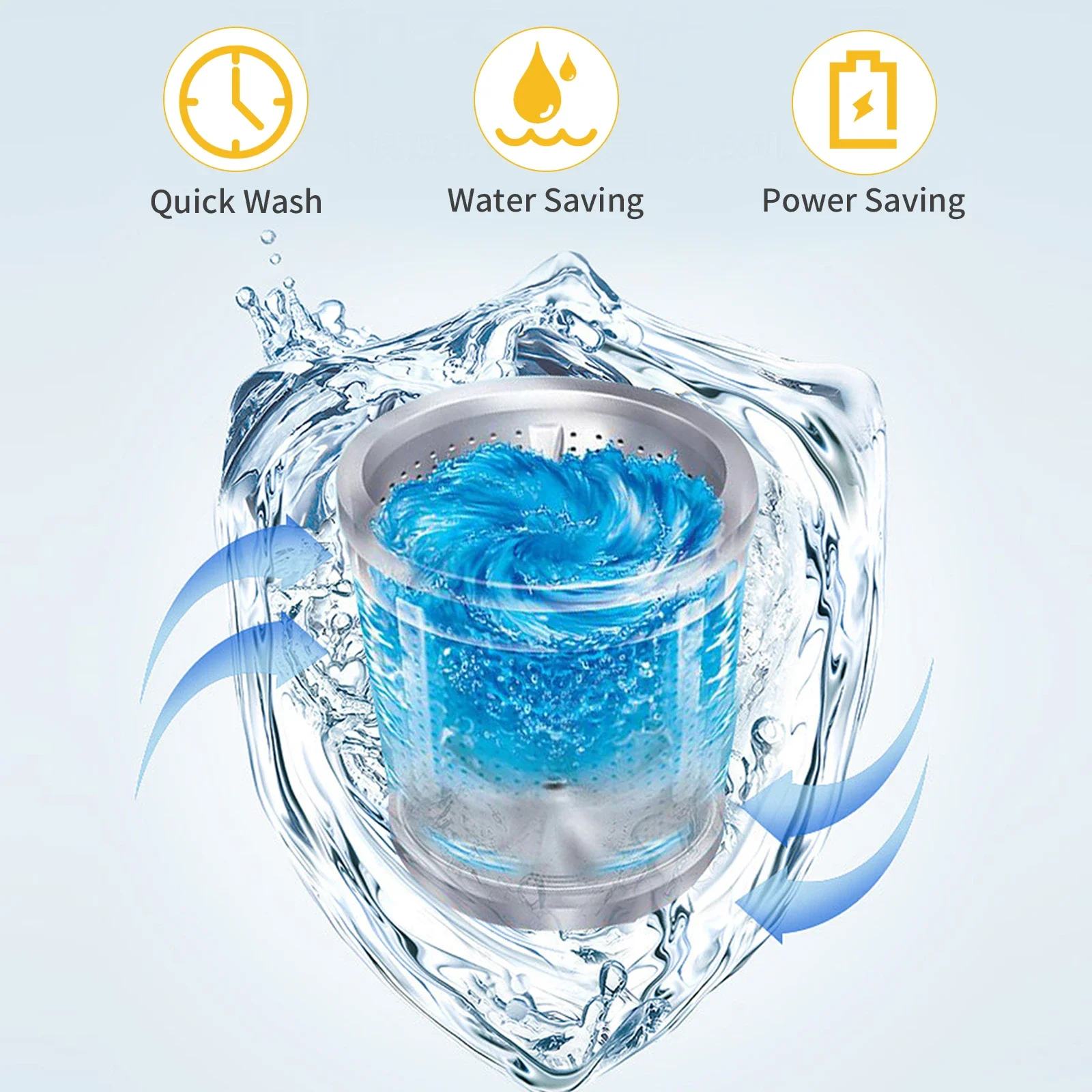 Full-Automatic Top Load Portable Compact Laundry Washer, Spin with Drain Pump, 10 Programs, 8 Water Levels, LED Display. 2