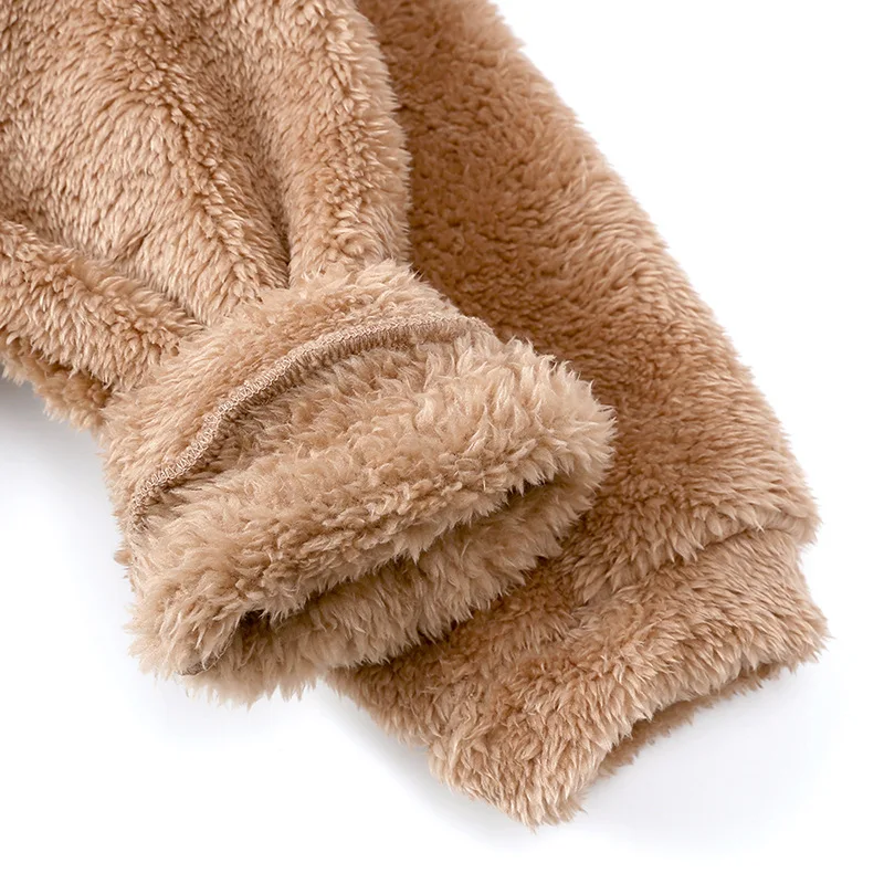 Cute Children's Winter Coat Baby Hooded Plush Jacket Boys Girls Thickened Warm Snow Wears Cartoon Bear Ear Long Sleeve Coats