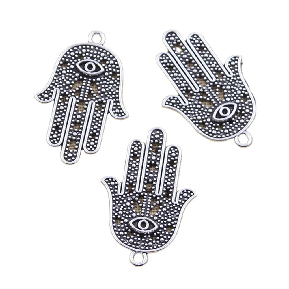 15 stücke Charms Eye Hamsa Palm Fatima Handschutz Antik Silber Farbe Anhänger machen DIY handgemachte tibetische Erkenntnisse