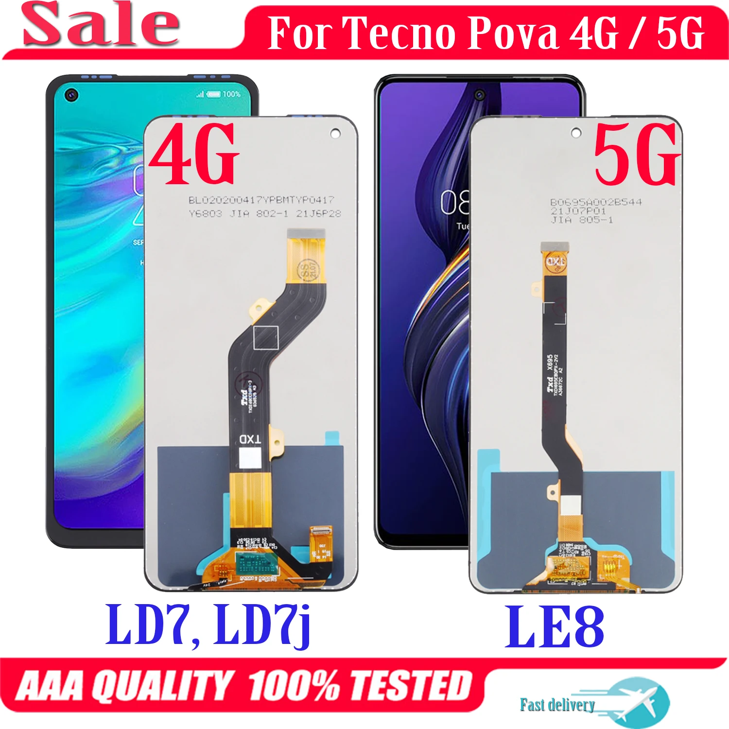 Original For Tecno Pova 5G LE8 LD7 LD7j LCD Display Touch Screen original-for-infinix-tecno-spark-10c-ki5k-lcd-10-pro-lcdki7-display