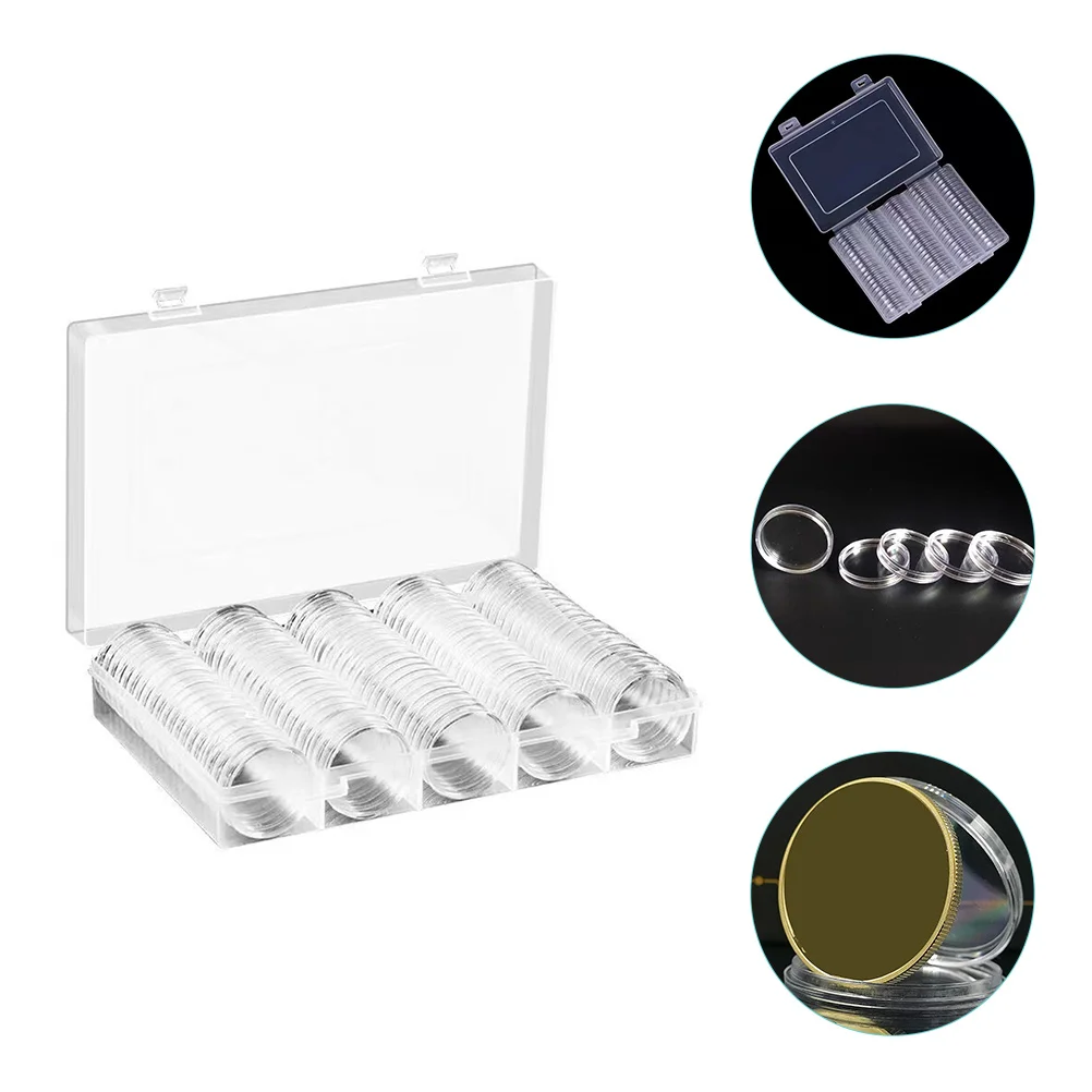

100 Pcs Coin Clip Silver Dollar Professional Case Accessory Capsule Protector Bracket Cases for Collectors Transparent