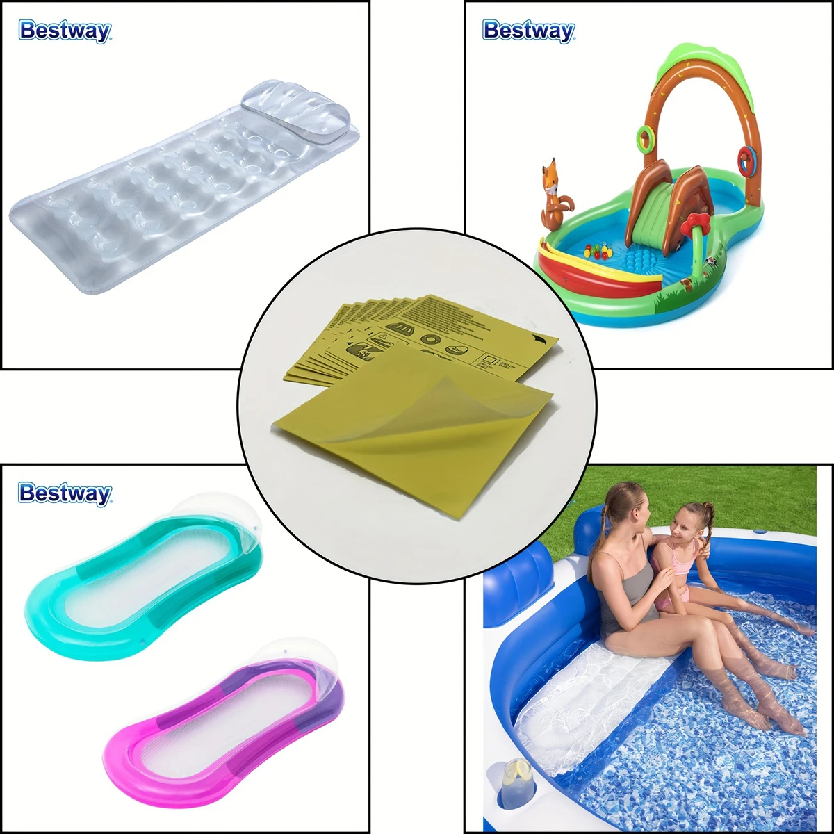 Bestway 62068 10 Piece Underwater Adhesive Repair Patch, Swimming Pool Patch Repair Kit, Pool Puncture Repair Patch 5