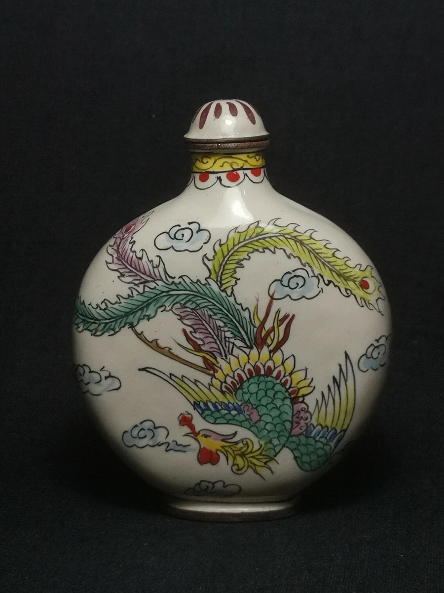 

Marked Chinese palace dynasty Bronze Cloisonne Painting Animal Phenix Dragon statue snuff bottle Table ornament