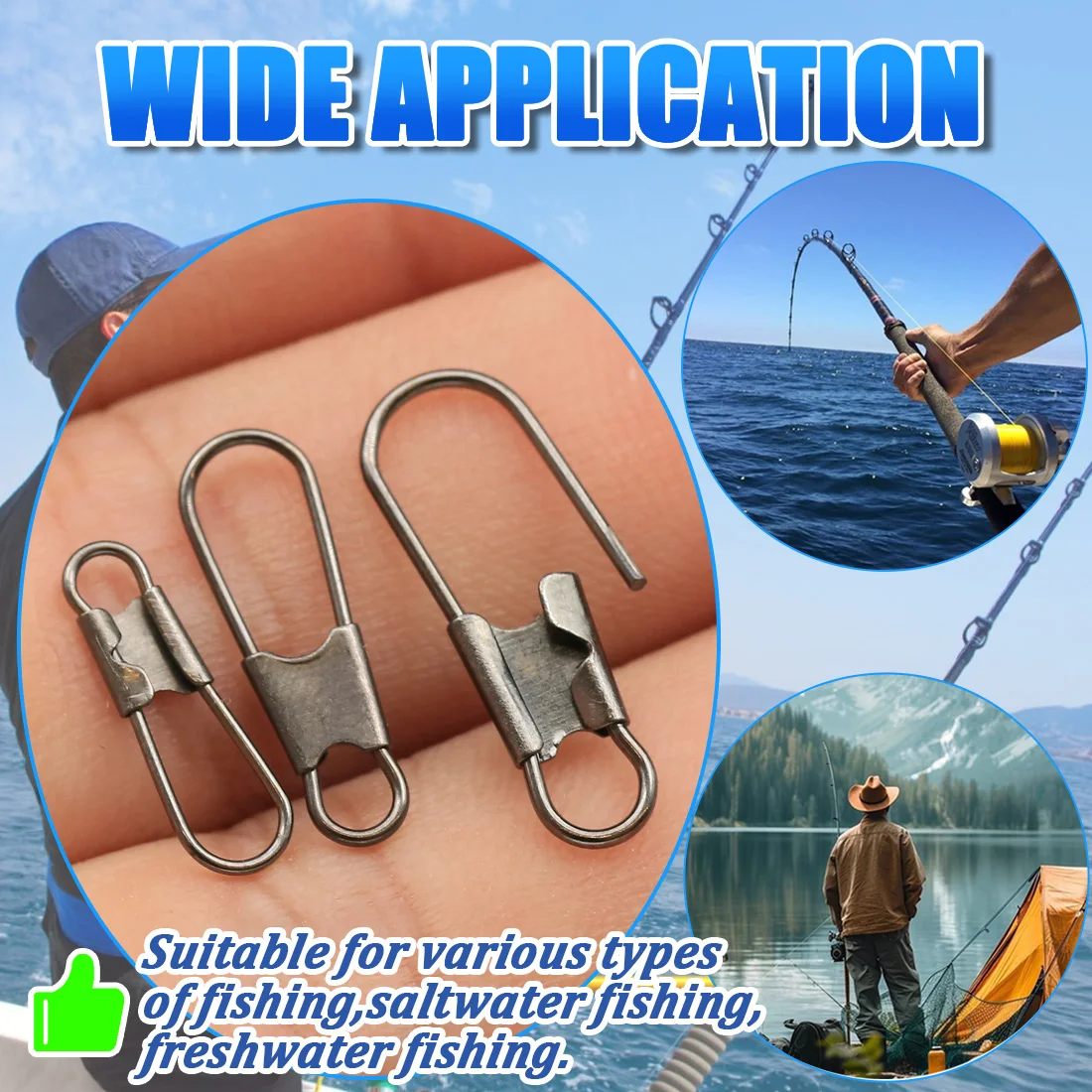 FishTrip Interlock Fishing Snap Clip 50-100pcs Quick Change Stainless Steel Fishing Lure Connector Terminal Tackle