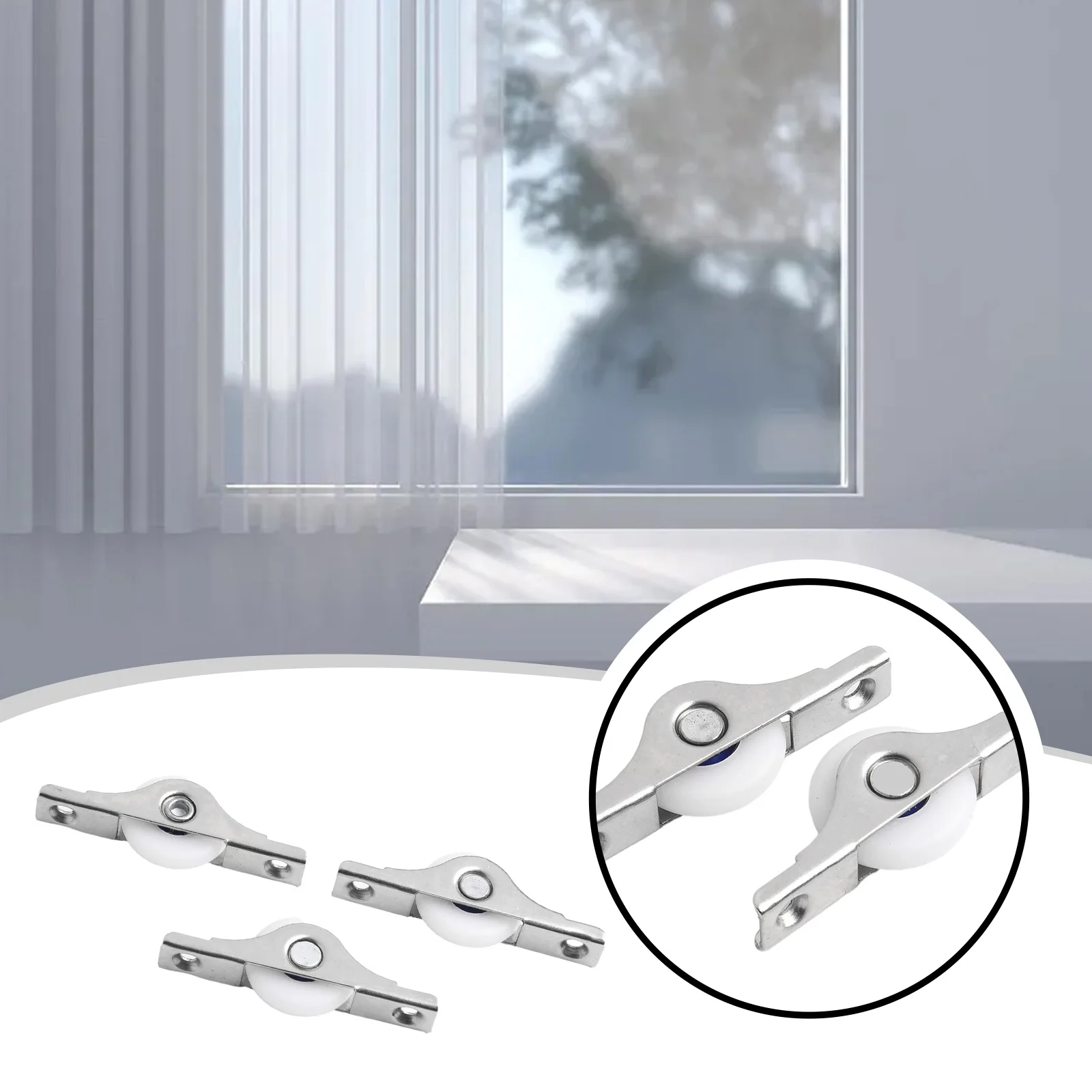 Sliding Scroll Wheel Wardrobe Window Pulley Cabinet Kitchen Single 6pcs Door Hardware Home Nylon Plastic+stainless Steel Roller