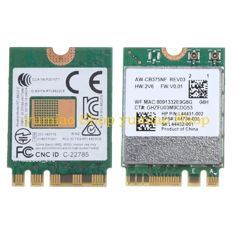 587B 미니 PCIE WiFi 카드 듀얼 밴드 2.4+5G 1200M BT5.1 무선 카드 1200m RTL8822CE