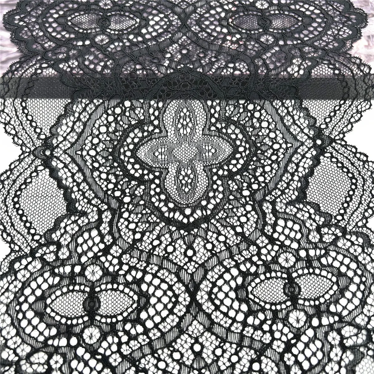 3y/Lot Width 22cm Black Elastic Lace Trim 5