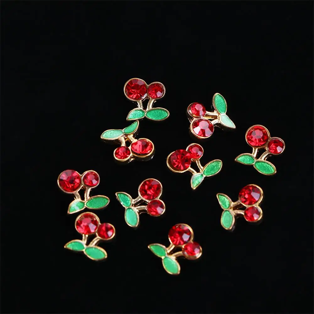 

10Pcs 3D Alloy Shiny Rhinestones Metallic Red Cherry Nail Decoration DIY Nail Art Accessories
