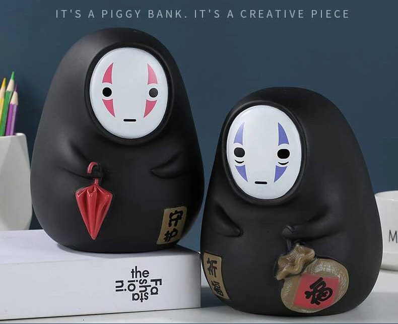 Anime Spirited Away Faceless Male Piggy Bank Totoro Money Boxes Ornaments Room Decor Kawaii Coin Cash Box Anime Gift for Kids