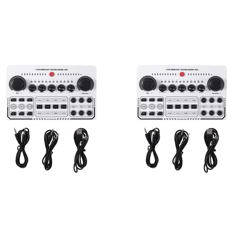 

JABS 2Set X50 Professional Recording Studio Sound Cards USB Sound Card Live Broadcast Audio Mixer Interface